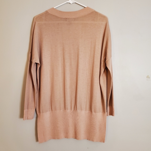 Topshop womens sweater 2 pink knit oversize light weight vneck high low - Picture 4 of 6